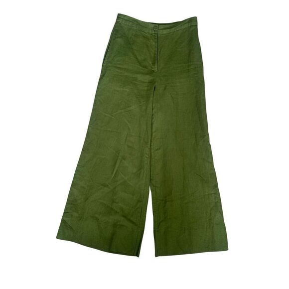 RHODE Penelope Pant Chive Womens Size 4 Green Wide Leg Culotte Linen Lagenlook - Picture 3 of 13